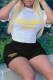White Casual Print Letter O Neck Short Sleeve Two Pieces