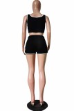 Pink Street Print Letter U Neck Sleeveless Two Pieces