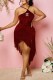 Deep Red Sexy Print Tassel Letter One Step Skirt Dresses