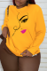 Yellow Casual Street Print Lips Printed Patchwork O Neck Tops