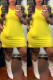 Yellow Fashion Casual Solid Basic V Neck Short Sleeve Dress