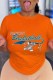 Orange Casual Character Print Letter O Neck T-Shirts