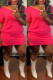 Rose Red Fashion Casual Solid Basic V Neck Short Sleeve Dress
