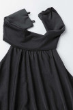 Pink Sexy Solid Patchwork Slit Fold Halter Pencil Skirt Dresses