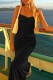 Black Sexy Casual Solid Backless Spaghetti Strap Long Dress Dresses