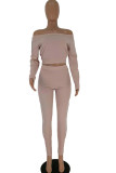 Red bean powder Sexy Two Piece Suits Solid pencil Long Sleeve