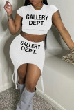 Red Casual Print Basic O Neck Short Sleeve Two Pieces