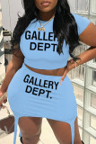 Red Casual Print Basic O Neck Short Sleeve Two Pieces