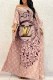 Pink Casual Print Letter Off the Shoulder One Step Skirt Dresses
