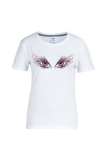White Casual Daily Eyes Printed Patchwork O Neck T-Shirts
