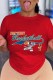 Red Casual Character Print Letter O Neck T-Shirts