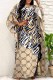 Khaki Casual Print Letter Off the Shoulder One Step Skirt Dresses