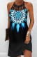 Blue Black Casual Print Hollowed Out O Neck Sleeveless Dress Dresses