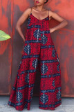 Colour Street Bohemian Print Patchwork Spaghetti Strap Straight Jumpsuits
