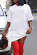 White Casual Street Solid Patchwork O Neck T-shirt Dress Dresses