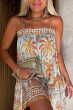 Multicolor Sexy Casual Print Backless Spaghetti Strap Sleeveless Dress Dresses