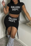 Red Casual Print Basic O Neck Short Sleeve Two Pieces