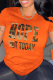 Orange Street Vintage Print Patchwork Letter O Neck T-Shirts