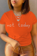 Orange Casual Street Print Patchwork Letter O Neck T-Shirts