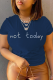 Navy Blue Casual Street Print Patchwork Letter O Neck T-Shirts