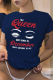 Navy Blue Casual Daily Print Patchwork O Neck T-Shirts