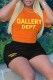 Orange Casual Print Letter O Neck Short Sleeve Two Pieces