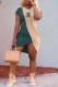 Ink Green Sexy Print Patchwork Letter O Neck Irregular Dress Dresses