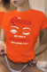 Orange Casual Daily Print Patchwork O Neck T-Shirts