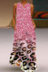 Pink Casual Print Patchwork V Neck Straight Dresses