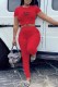 Red Casual Print Letter O Neck Short Sleeve Two Pieces