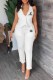 White Sexy Work Print Backless Letter V Neck Sleeveless Two Pieces
