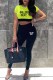 Fluorescent Green Street Print Patchwork Letter O Neck Short Sleeve Two Pieces