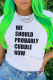 White Casual Street Print Patchwork Letter O Neck T-Shirts