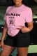 Pink Casual Print Letter O Neck Short Sleeve Two Pieces
