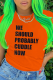 Orange Casual Street Print Patchwork Letter O Neck T-Shirts