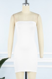 Pink Sexy Casual Solid Backless Strapless Sleeveless Dress Dresses