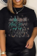 Black Casual Street Print Patchwork Letter O Neck T-Shirts