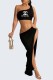 Black Sexy Print Slit One Shoulder Irregular Dress Dresses
