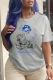 Grey Street Simplicity Print Skull Patchwork O Neck T-Shirts