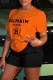 Orange Casual Print Letter O Neck Short Sleeve Two Pieces
