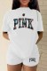 White Casual Print Letter O Neck Short Sleeve Two Pieces