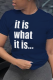 Navy Blue Daily Print Patchwork O Neck T-Shirts