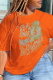 Orange Casual Daily Print Patchwork Letter O Neck T-Shirts