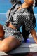 Black Casual Print Patchwork Letter Turndown Collar Short Sleeve Two Pieces