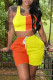 Tangerine Casual Sportswear Solid Patchwork U Neck Two Pieces