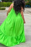 Green Sexy Casual Solid Backless Spaghetti Strap Long Dress Dresses