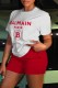 White Red Casual Print Letter O Neck Short Sleeve Two Pieces
