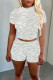 White Sexy Solid Patchwork See-through O Neck Short Sleeve Two Pieces