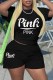 Black Casual Print Letter O Neck Short Sleeve Two Pieces