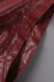 Burgundy Casual Solid Patchwork O Neck T-Shirts